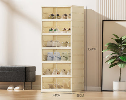 9 Tiers-18 Pairs Shoe Box Foldable Shoe Storage Organizer Shoe Rack with Doors